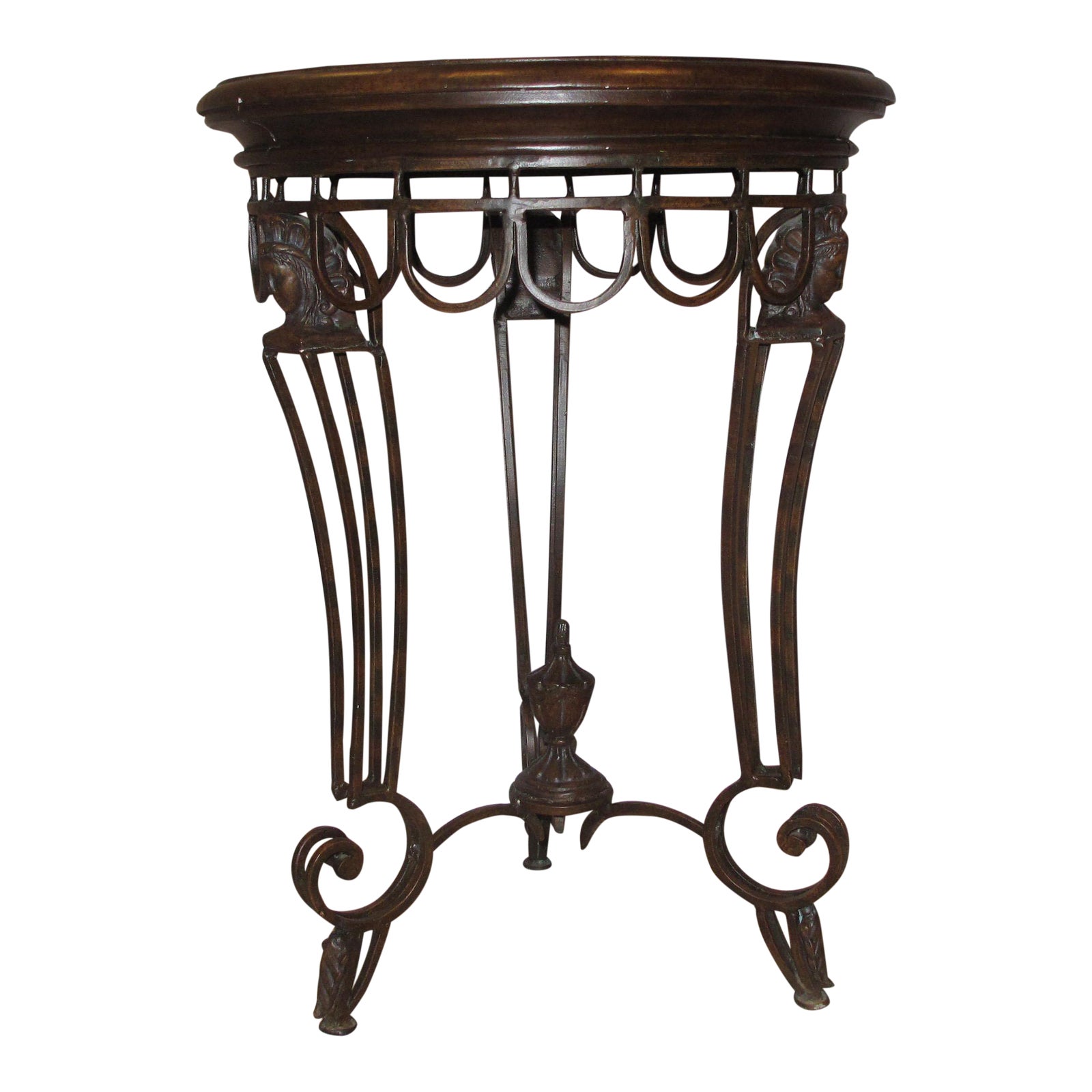 Pulaski Tooled Leather Top Iron Base Accent Table Chairish