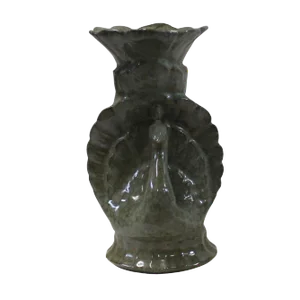 Chinese Handmade Guan Ware Style Crackle Celadon Ceramic Accent Vase