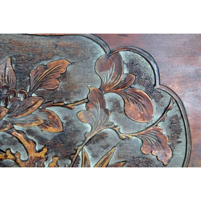 Mid 19th Century Antique Hand-Carved Rosewood Lacquered Wall Plaque From 19th Century, China For Sale - Image 5 of 7