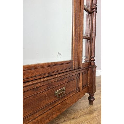 Antique French Style Oak Wardrobe with Mirrored Door For Sale - Image 10 of 18