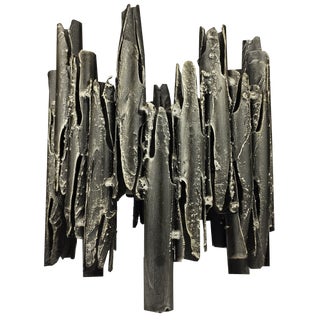 Brutalist Grey Iron Candlestick For Sale