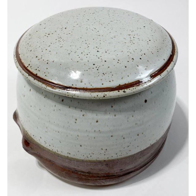 Vintage Speckled Studio Pottery Lidded Crock For Sale In Kansas City - Image 6 of 12