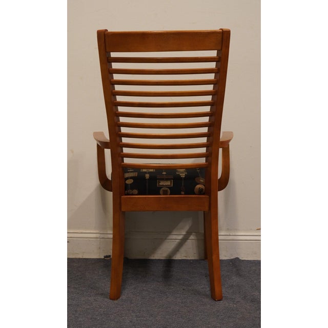 Wood Bassett Furniture Cherry Contemporary Mission Style Dining Arm Chair For Sale - Image 7 of 9