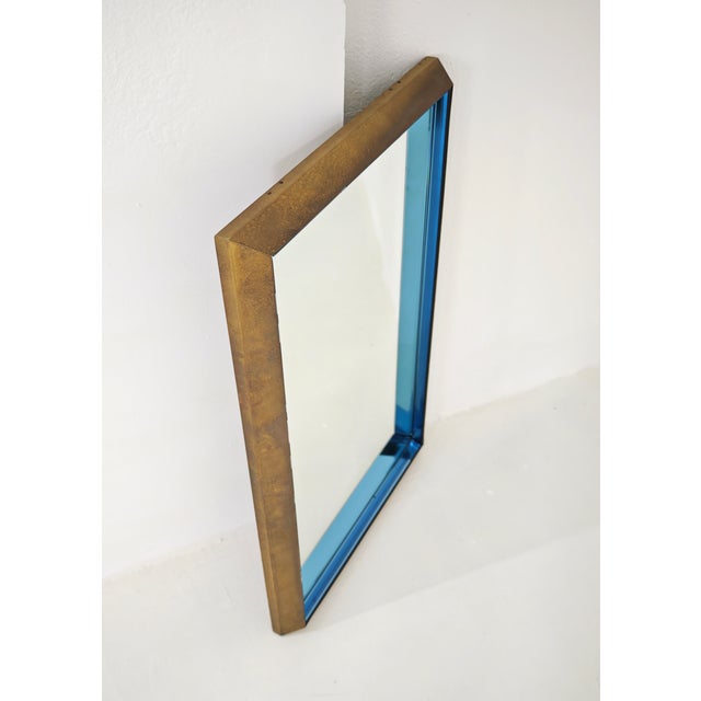 Blue Mirror Mod 2172A in Brass and Colored Glass by Max Ingrand for Fontana Arte, 1960 For Sale - Image 8 of 18