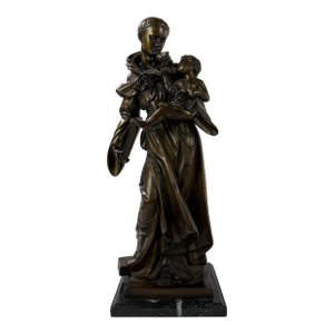 Late 20th Century Saint Anthony of Padua With Christ Child, Bronze Sculpture