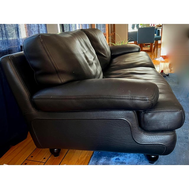 Completely refurbished Roche Bobois leather Sofa in excellent condition. Still selling this version at RB for almost 15k....