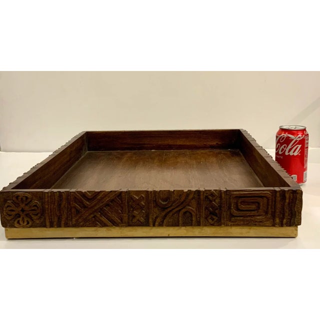Mid-Century Modern Style Carved Mango Wood Oti Tray For Sale - Image 4 of 4