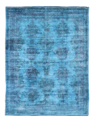 Vintage Turkish Oushak Over-Dyed in Blue, Pink Colors