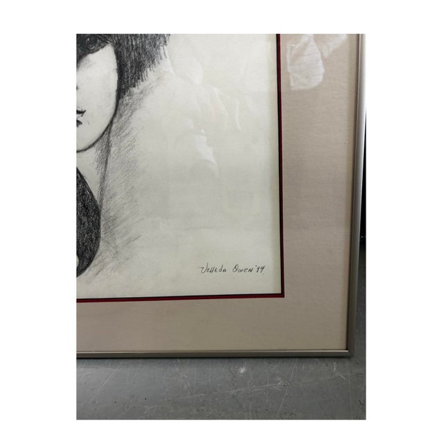 Night Watch. A drawing in pencil by Mississippi artist Valleda Owen. Matted and framed. Measures 19.5x21.25x1.