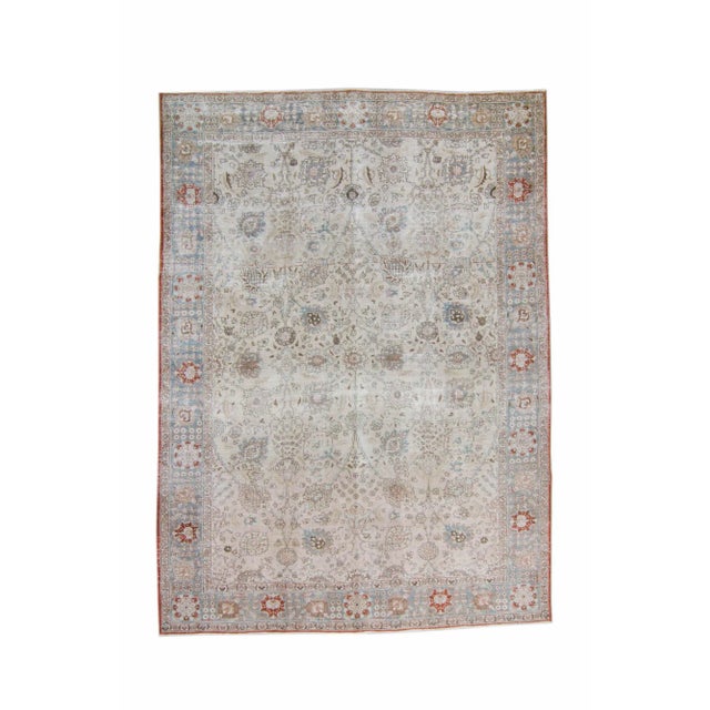 House of Séance - 1920s Vintage Large Caucasian Floral Neutral Wool Pile Hand-Knotted Rug - 9′1″ × 12′8″ For Sale - Image 11 of 11