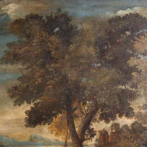 River Landscape with Figures, 1700s, Oil on Canvas For Sale - Image 7 of 12