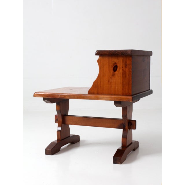 Wood Vintage Pine Gallery End Table With Drawers For Sale - Image 7 of 15