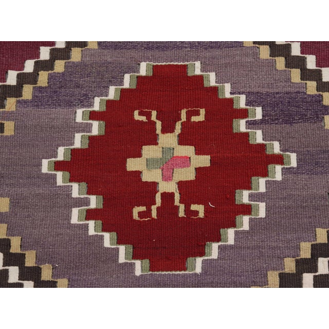 1970s Vintage Handmade Wool Cotton Purple Runner Rug For Sale In San Francisco - Image 6 of 11