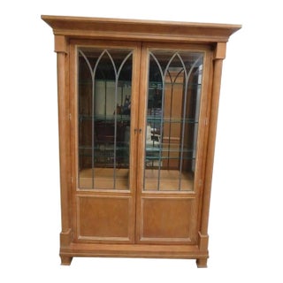 1980s Henredon Monumental Aegean Crystal Curio China Hutch Cabinet For Sale