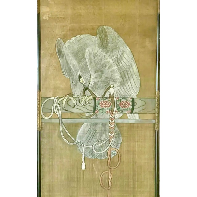 Japanese Japanese Falconry Watercolor Panels, Set of Three For Sale - Image 3 of 11