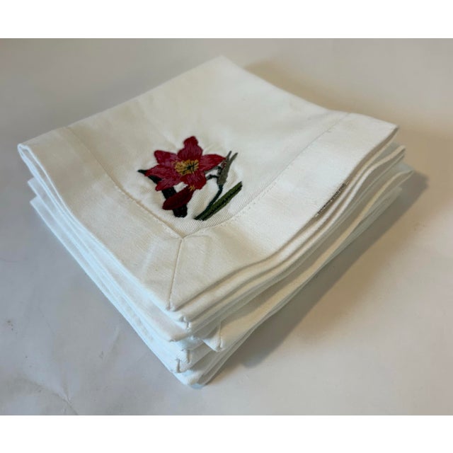 Mid 20th Century Vintage Embroidered Cocktail Napkins - Set of 4 For Sale - Image 5 of 5