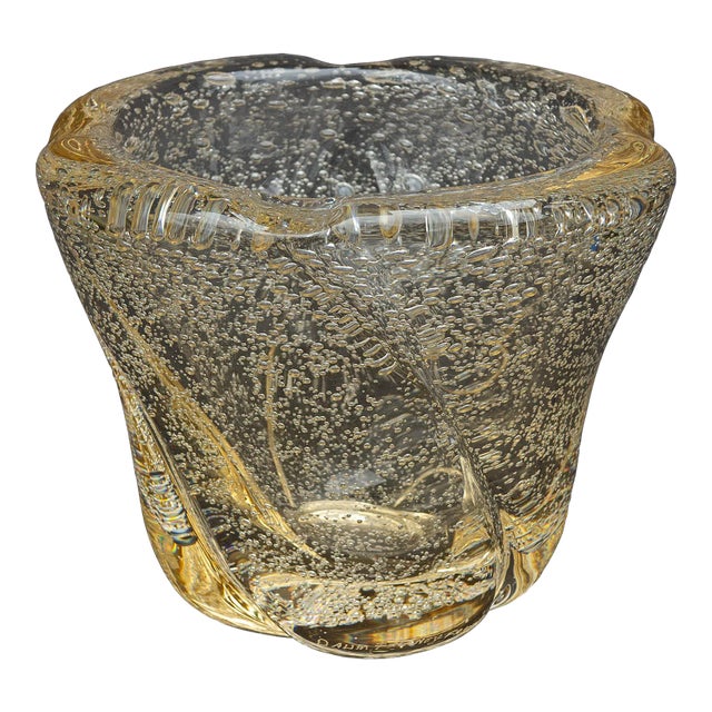 Murano Glass Controlled Bubble Vase Venetian Mid Century For Sale