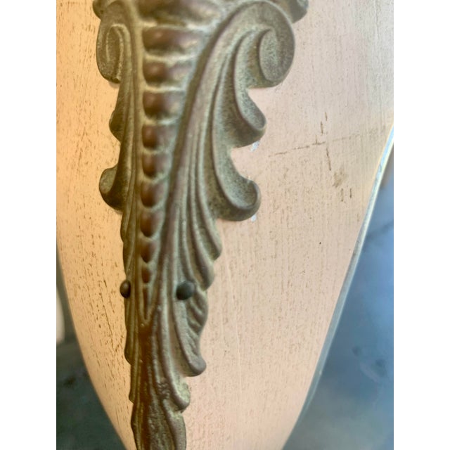 Vintage John Widdicomb Factory Custom Blush Pink Louis XV Style Tooled Leather Top Writing Desk For Sale - Image 11 of 11