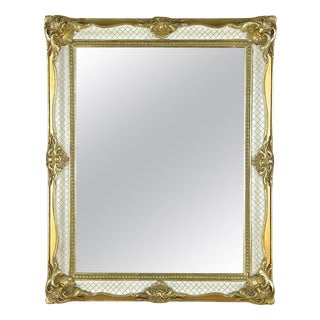 Mid-Century Venetian Rococo Style Gilt and White Wall Mirror, 1950s For Sale