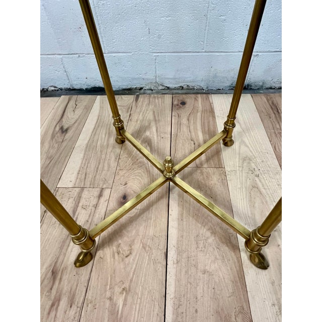 Vintage Neoclassical Brass and Beveled Glass Gueridon Side Table For Sale In New York - Image 6 of 8