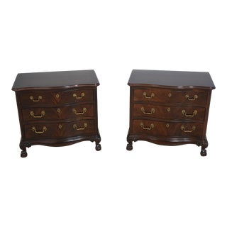 Pair Henredon 3 Drawer Mahogany Clawfoot Nightstands For Sale