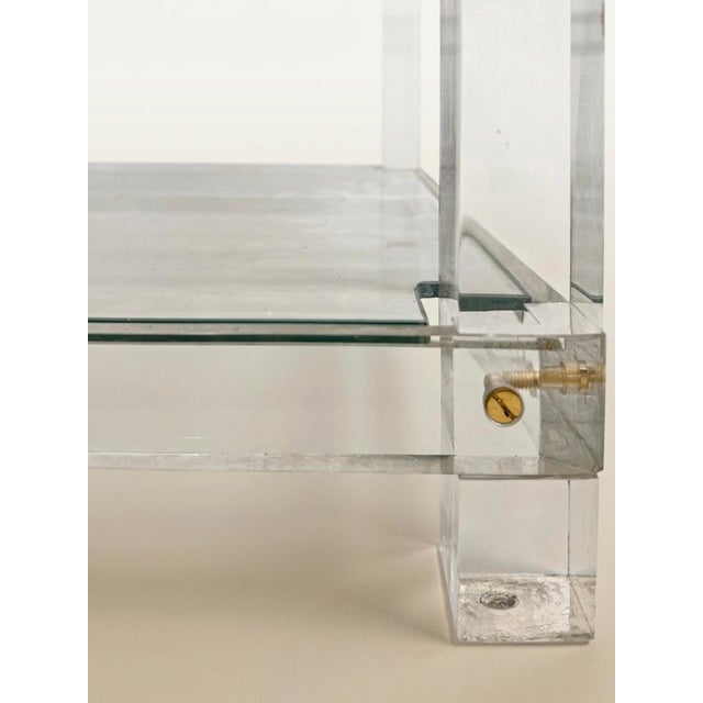 Italian Postmodern Acrylic and Glass Side Table, 1980s For Sale - Image 4 of 5