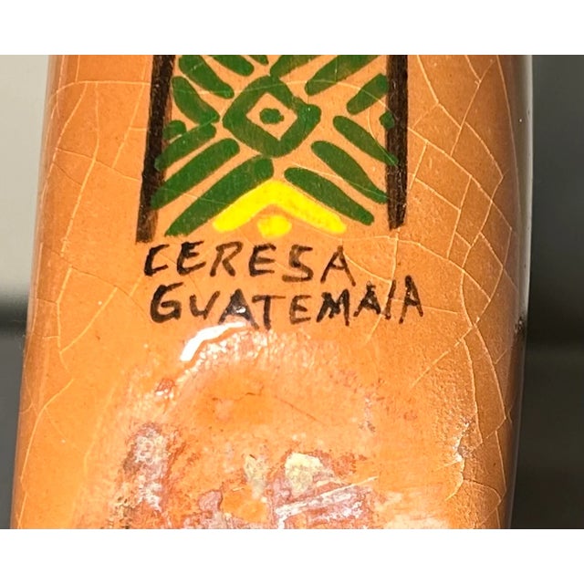 Ceramic Circa 1970 Santa Maria De Jesus Ceresa Guatemala Pottery Terracotta Standing Ring Vase For Sale - Image 7 of 8