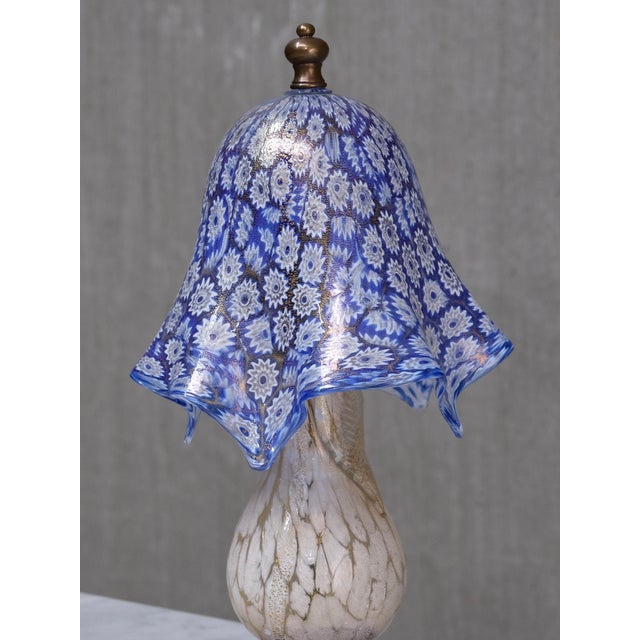 Murano Blue Millefiori Glass Lamp with Gold-Accented Base, Italy, 1970s For Sale - Image 3 of 13