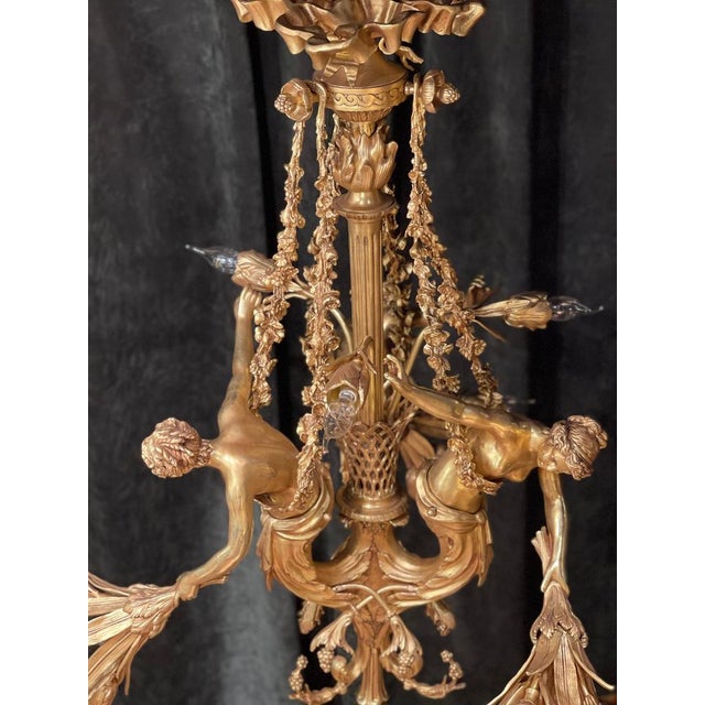 Large Gilt Bronze Chandelier in Louis XVI Style For Sale - Image 12 of 18