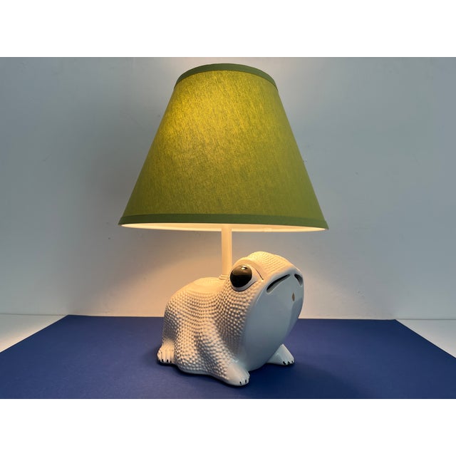 Metal 1950s Italian Frog Lamp & Shade For Sale - Image 7 of 12