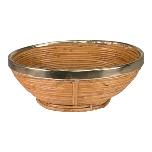 Crespi Style Large Oval Brass Banded Bowl