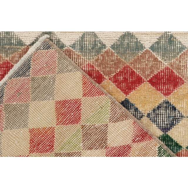 Vintage 1970s Art Deco Runner in Beige-Brown, Multicolor Geometric Pattern For Sale In New York - Image 6 of 7