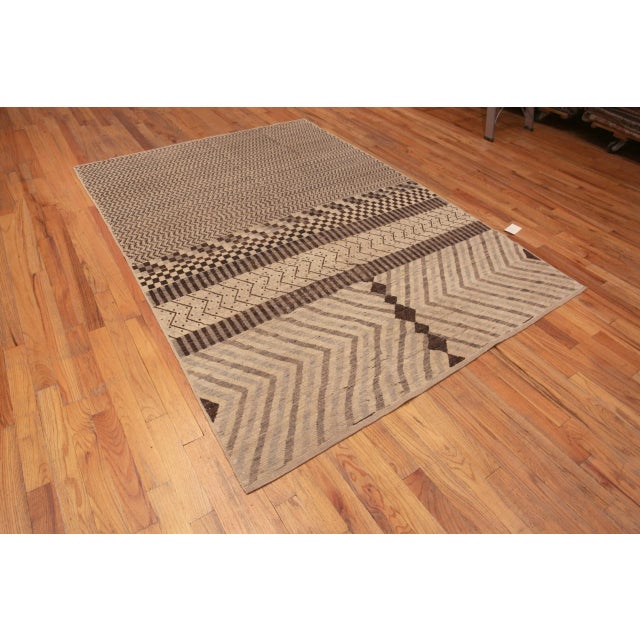 Moroccan Nazmiyal Collection Modern Brown Chevron Moroccan Rug For Sale - Image 3 of 6