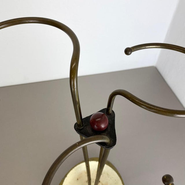 Metal Bauhaus Modernist Metal and Brass Umbrella Stand, Germany, 1950s For Sale - Image 7 of 18