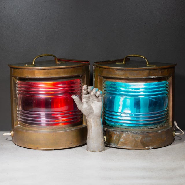 Early 20th Century English Copper and Brass Ship Lanterns - a Pair For Sale - Image 12 of 13