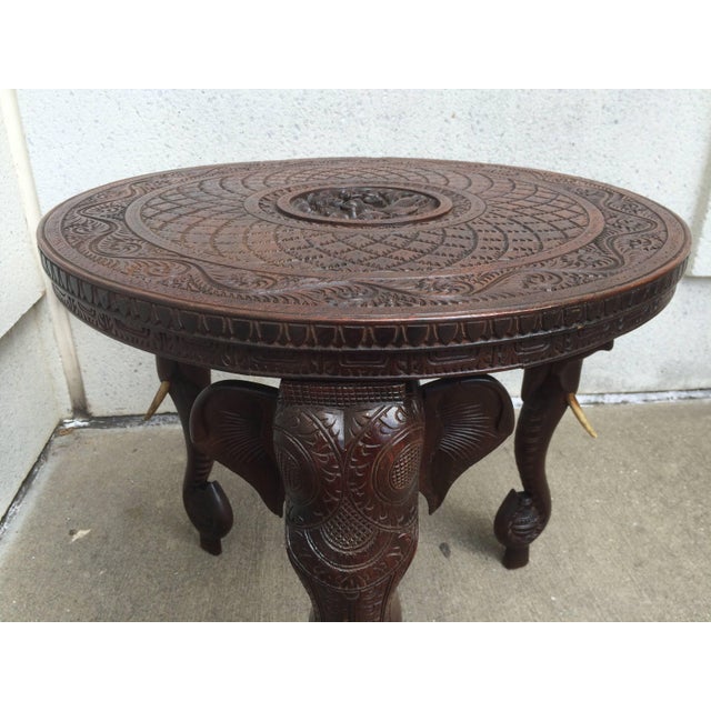 Anglo Indian Rosewood Side Table with Elephant Head Legs Chairish