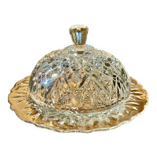 Vintage Anchor Hocking Prescut Covered Butter Dish For Sale
