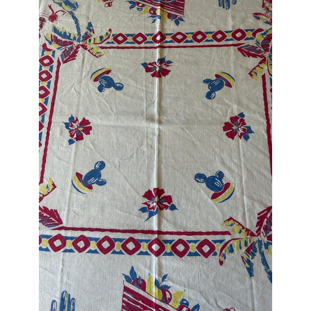 1940s Vintage 1940's Mexican Fiesta Table Cloth - Pristine For Sale - Image 5 of 6