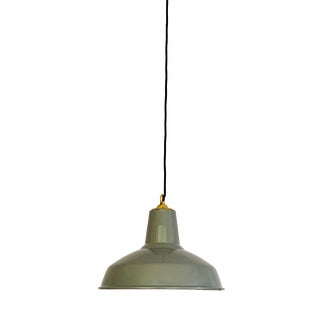 Industrial Grey Enamel Pendant Light, 1950s For Sale