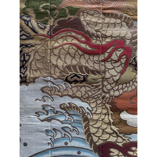 Framed Japanese Woven Textile Panel with Dragon Meiji Period For Sale In Atlanta - Image 6 of 14