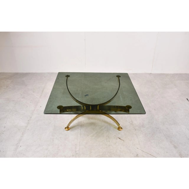 Italian Brass and Smoked Glass Coffee Table, 1970s For Sale - Image 3 of 11
