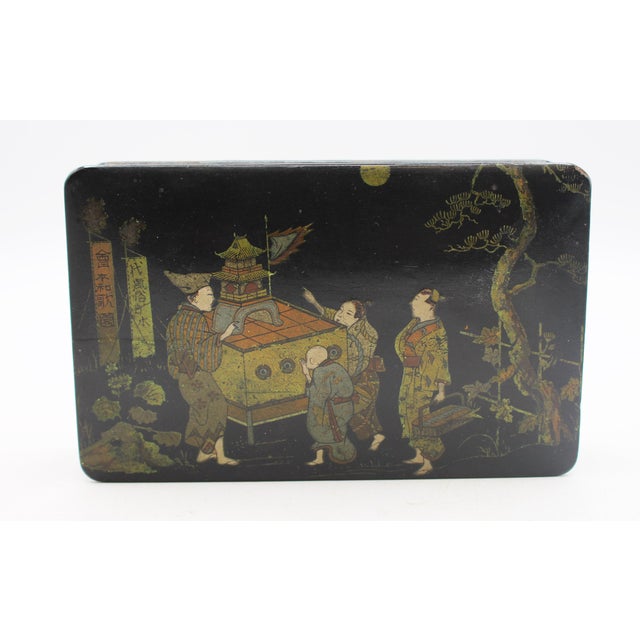 Japanese Circa 1870 Japanese Meiji Era Lacquer & Papier Mache Box For Sale - Image 3 of 8