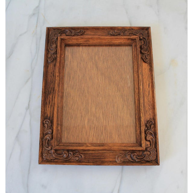Mid-Century Modern Vintage Ornate Carved Wood Picture Frame 5"x7" For Sale - Image 3 of 10