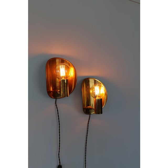 Goldenrod Mid-Century Modern Brass Wall Sconces, Sweden, 1960s, Set of 2 For Sale - Image 8 of 17