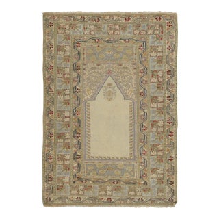 Vintage Turkish Anatolian Prayer Rug With Ivory Mihrab Design - Rug & Kilim For Sale