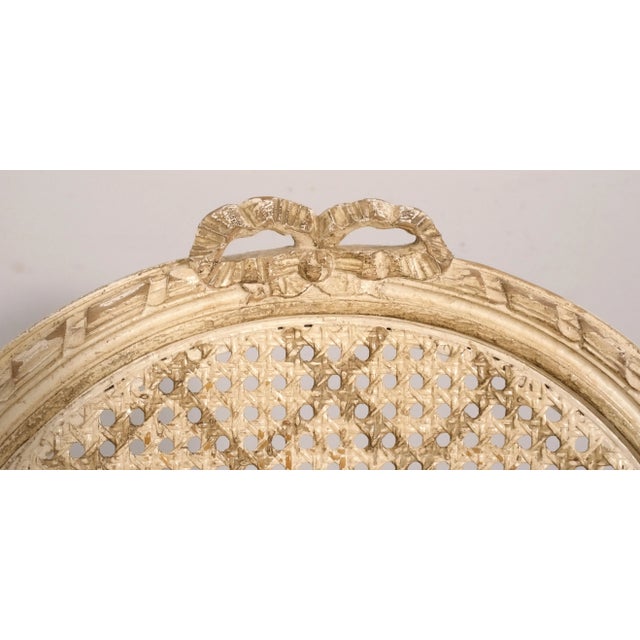 Wood French Louis XVI Cane Back Paint Decorated Side Chair For Sale - Image 7 of 12