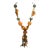Large Bohemian Amber Wood Glass Bone Statement Tassel Necklace For Sale