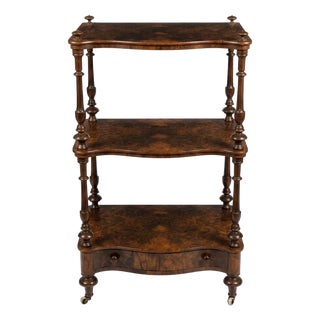 Antique Victorian Burr Walnut Whatnot / Étagère Shelf Unit For Sale