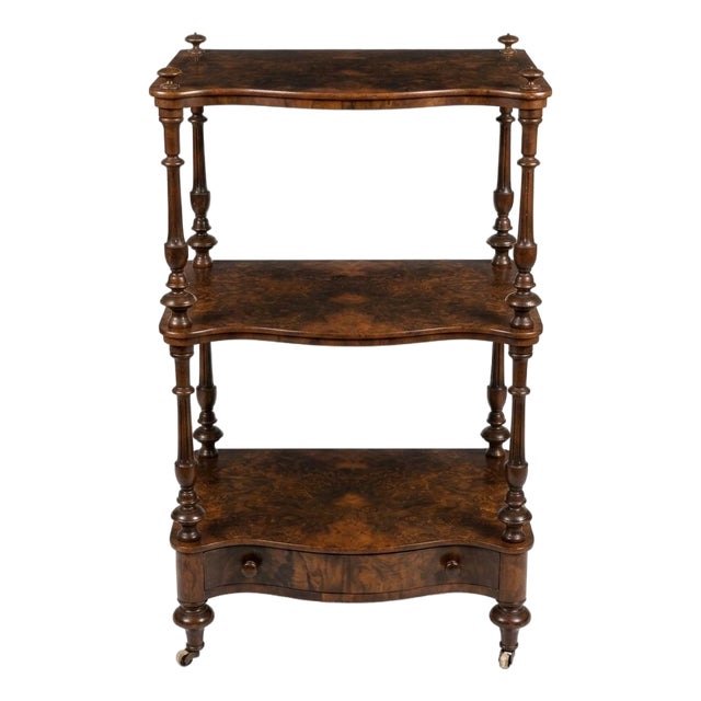 Antique Victorian Burr Walnut Whatnot / Étagère Shelf Unit For Sale