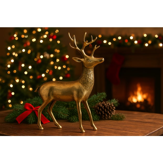 This brass large deer holds the gentle magic of winter within its form, a reminder of grace, resilience, and calm beauty....